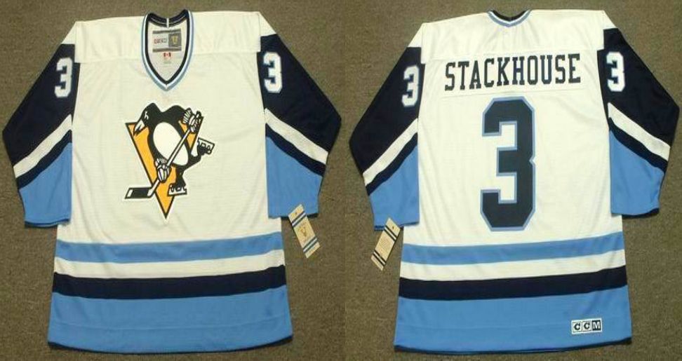 2019 Men Pittsburgh Penguins 3 Stackhouse White blue CCM NHL jerseys